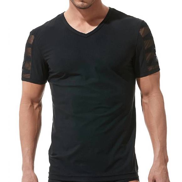 NEW GREGG HOMME high-line laser cut embroidered t-shirt in black - Picture 1 of 3